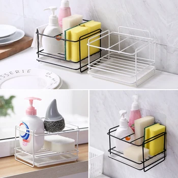 

1pcs New Brush Holder Iron Shelf Sponge Holder Soap Drain Storage Rack Kitchen Sink Organizer Rag Dishcloth Bathroom Organizer