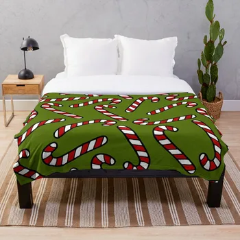 

Candy Cane Pattern Blanket Wool Flannel Plush Blanket Bedspread For office Sherpa Blanket Couch Quilt Cover Travel