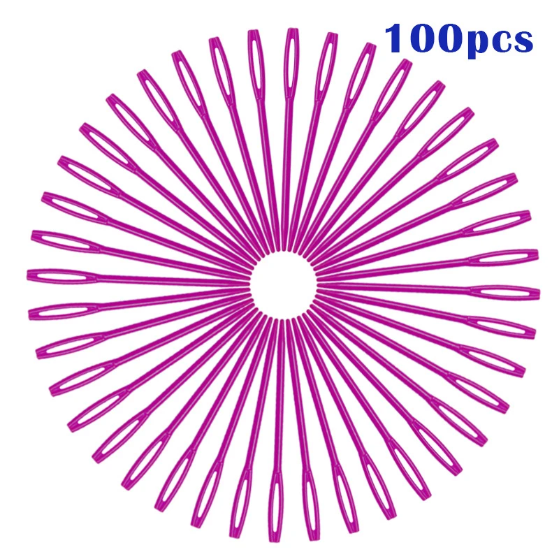 Rose red MIUSIE 100 шт./компл. 7 см длинные разноцветные Пластик швейные и вязальные спицы вязальный крючок фиксированный тканый свитер инструменты для игл - Цвет: Rose red