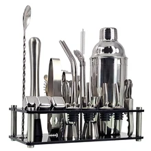 Bartender Kit 23-Piece Cocktail Shaker Set Of Stainless Steel Ice Grain Acrylic Stand For Mixed Drinks Martini Bar Tools