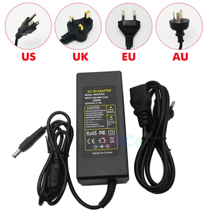 Светодиодный адаптер питания DC 5 В 10A Светодиодный источник питания AC100-240V Вход светодиодный драйвер питания для светодиодные ленты лампы ленточное освещение