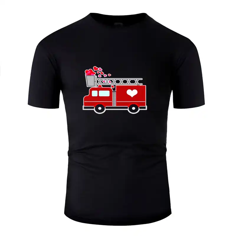 Funny Valentine S Day Red Firetruck T Shirt Tshirt Men Letters