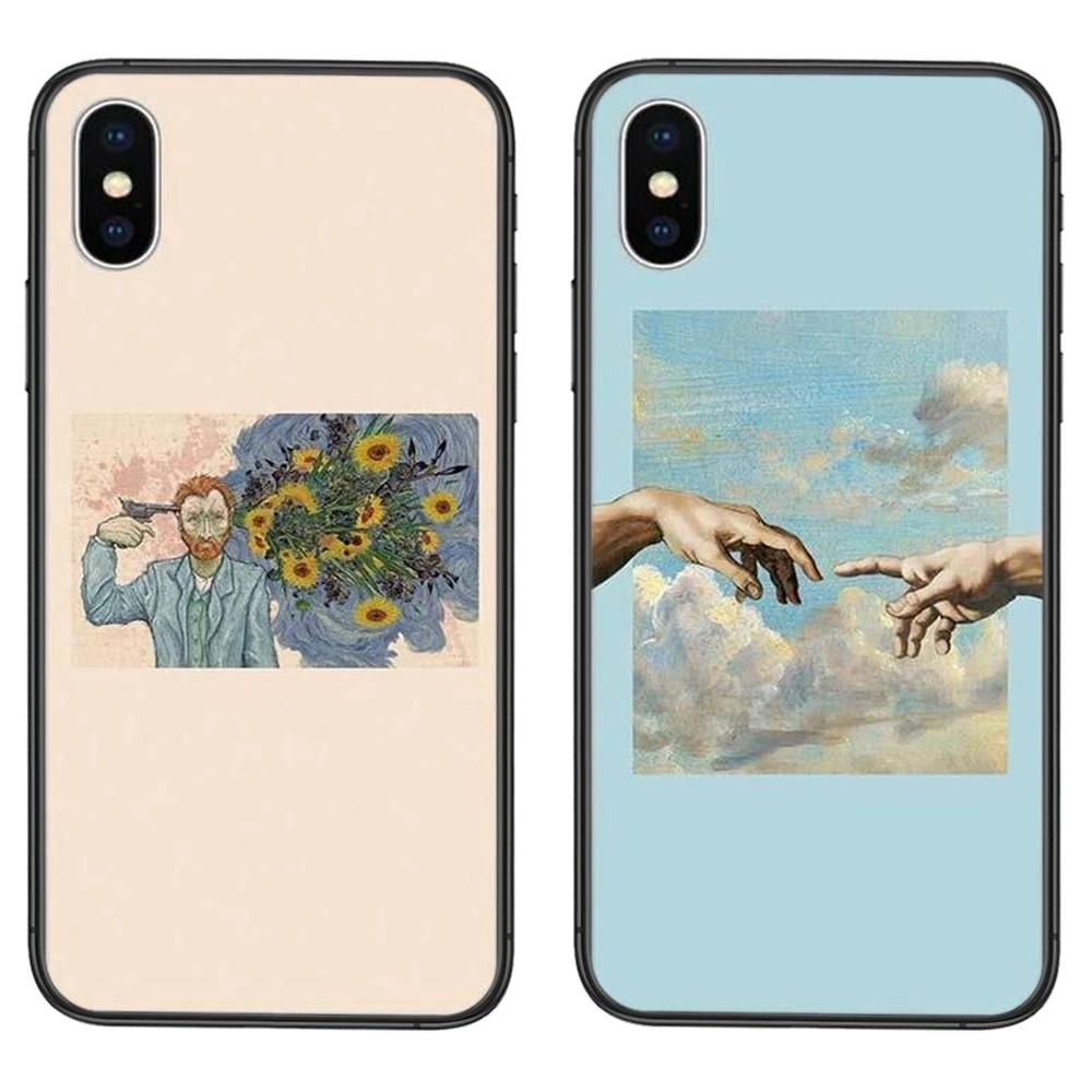 Best Price Great Art Aesthetic Van Gogh Mona Lisa Angel Black Bumper Pretty Back For Apple iPhone 5 5C 5S SE SE2020 6 6S 7 8 11 | Мобильные
