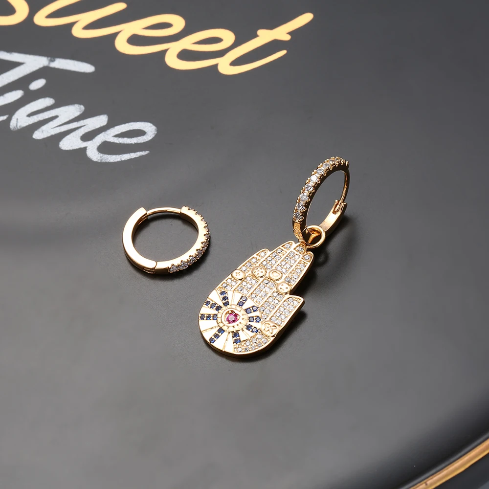 Top Quality Vintage Rose Gold Silver Fashion Hamsa Hand CZ Stud Earrings For Women Accessories Jewelry Gift Dropshipping