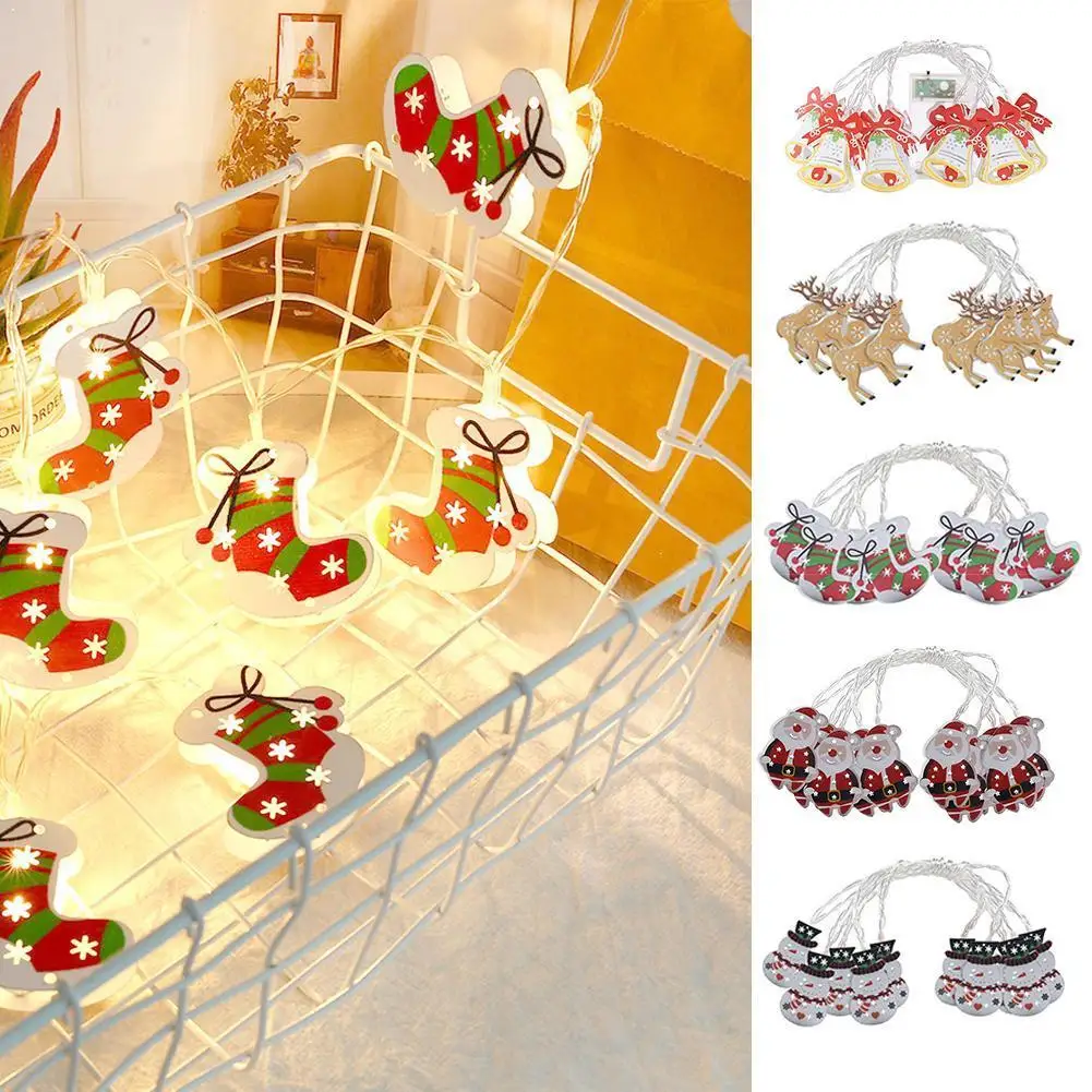 

1 String Of LED Lights Santa Claus Snowman LED String Halloween Christmas Fairy Lighting Decorations Home Garland Lights Pa T6F7