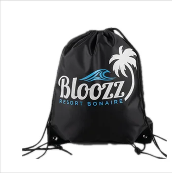 

Fashion Customized Marathon Advertising Letters and coconut tree pattern Polyester Drawstring Bags Anniversary Gift Sport Bag