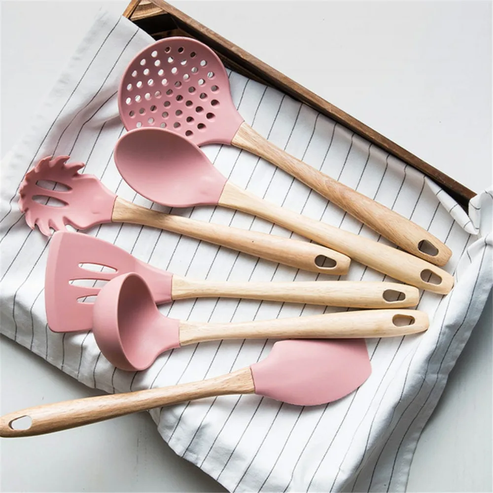 

Pink Green Silicone Turners Cream Butter Cake Spatula Mixing Batter Scraper Noodle Soup Shovel Turner Cooking Kitchen Utensils