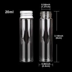 Variety Pack of 10 Glass Bottles with Aluminum Lids - Multi-Size Mini Jars Collection (20ml(22x80mm))