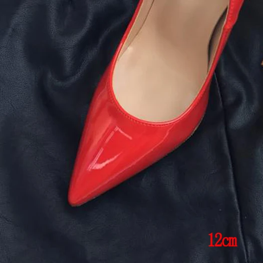 red 12cm Очень Ультра Туфли-лодочки с острым носком; серые туфли на высоком каблуке из лакированной кожи; Цвет Бордовый; 8 см; 12 см; 5 дюймов; женские серые туфли; пикантные туфли на шпильке; фетиш - Цвет: red 12cm