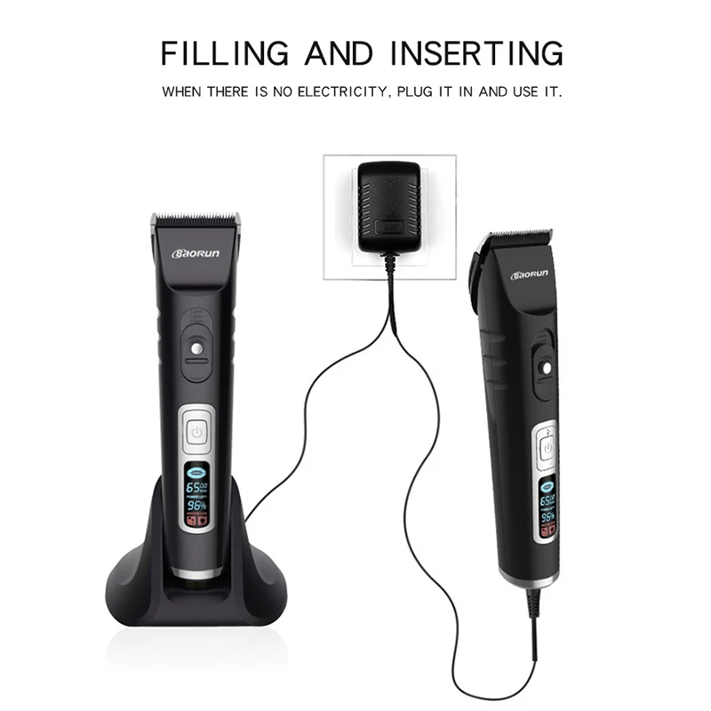 Триммер для волос RechargeableProfessional цифровая электрическая машинка для стрижки волос Мужская стрижка Регулируемый Керамический клинок