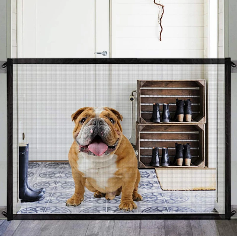 

Magic Gate for Dogs, Pet Safety Gate, Portable Folding Mesh Magic Gate, Safe Guard Install Anywhere, Safety Fence for Hall Doorw
