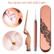 Набор для удаления воска ушей со светодиодный светильник набор для чистки ушей для детей ложка для удаления ушной серы экскаватор и Пинцет инструмент для ухода за ушками аксессуары
