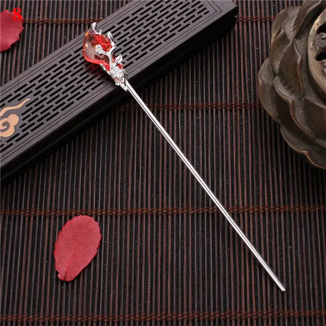 Vintage Chinese Style Hairpins Hair Stick Women Metal Glaze Hair Fork Hair Chopsticks Woman Jewelry Hair Clip Accessories 2021 8