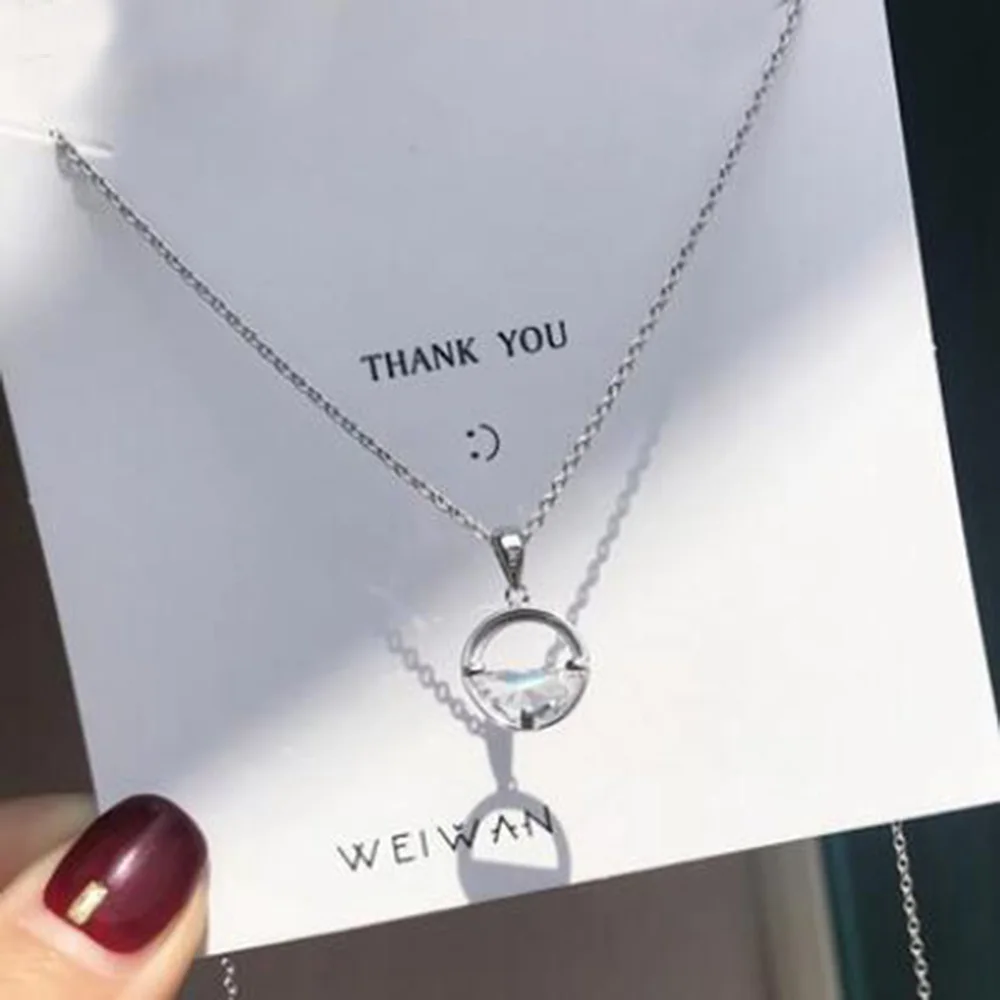 Crystal Circle Lake Pendant Necklace 2021 Silver Chain Necklace for