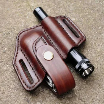 

Multifunctional Genuine Leather Sheath Waist Holster Belt Loop Holder Organizer Pouch Storage Bag for Flashlight Tactical Pen