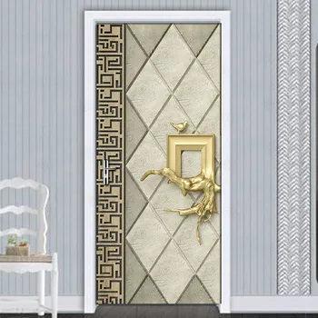 

3D Stereoscopic Living Room Bedroom Door Sticker Decoration Wall Mural PVC Waterproof Creative DIY Self-adhesive Door Wallpaper