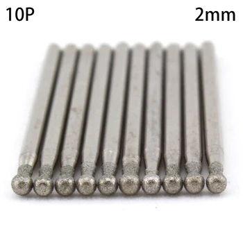 

10Pcs Metal Diamond Drill Coated 2mm Spherical Circular Head Mounted Points Grinding Drills 2.35mm Shank 100 Grit Spherical