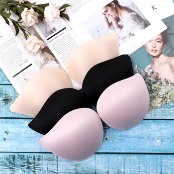 

3 Pairs Bra Pads Multicolor Removable Comfortable Drop-shaped Push Up Sponge Bra Pads Inserts Replacement Sport Workout Bra Pads