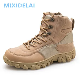 

New Men High Quality Brand Military Leather Boots Special Force Tactical Desert Combat Men's Boots Outdoor Shoes Ankle Boots