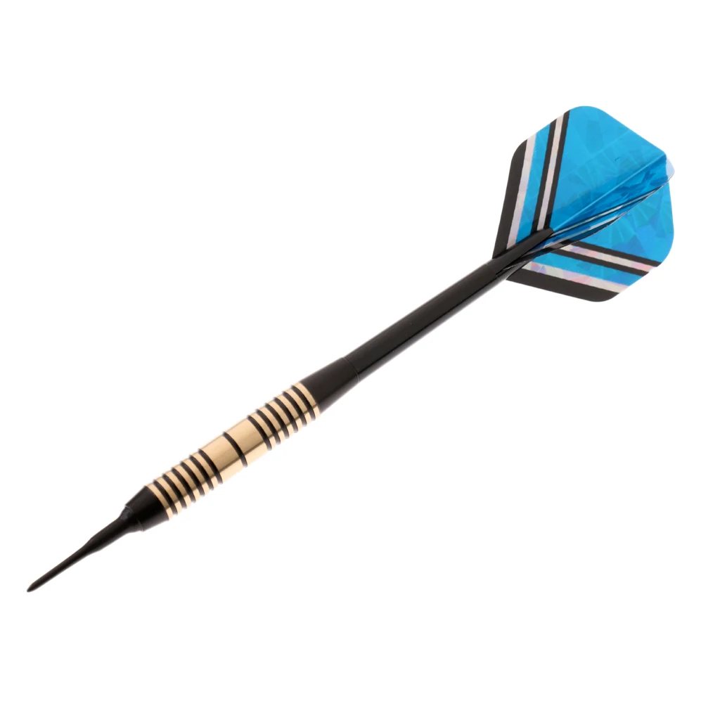 3 Pieces 18 Grams Brass Barrels Soft Tip Darts Set with Aluminum and Nylon Shafts, PET Flights, Plastic Tips