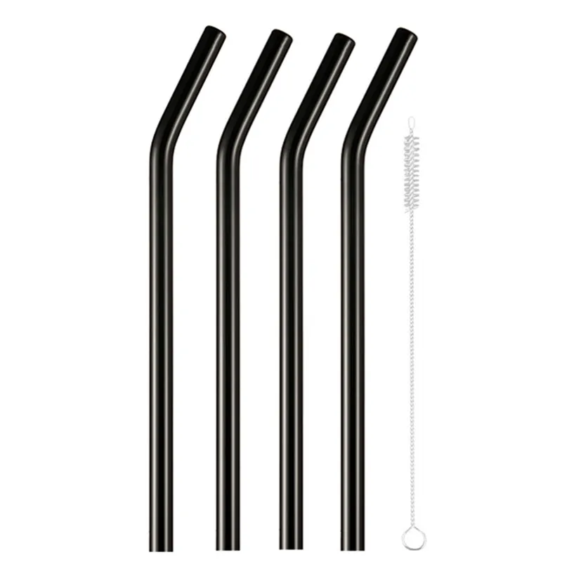 4pcs black 4 шт стеклянная соломинки многократного использования питьевая стеклянная трубка экологически чистая с чистящей щеткой события партия поддерживает поставки - Цвет: 4pcs black