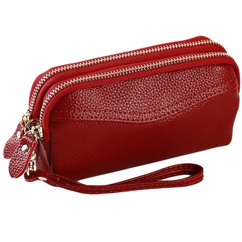 

2019 Women Cosmetic Bag genuine Leather makeup bag travel organizer Purse Women clutch mobile phone bags Evening party handbag