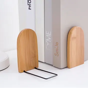 

Book Stand Durable Convenient Beige Bamboo Creative Bookend Stationery Bookends Frame Storage Document Bookends