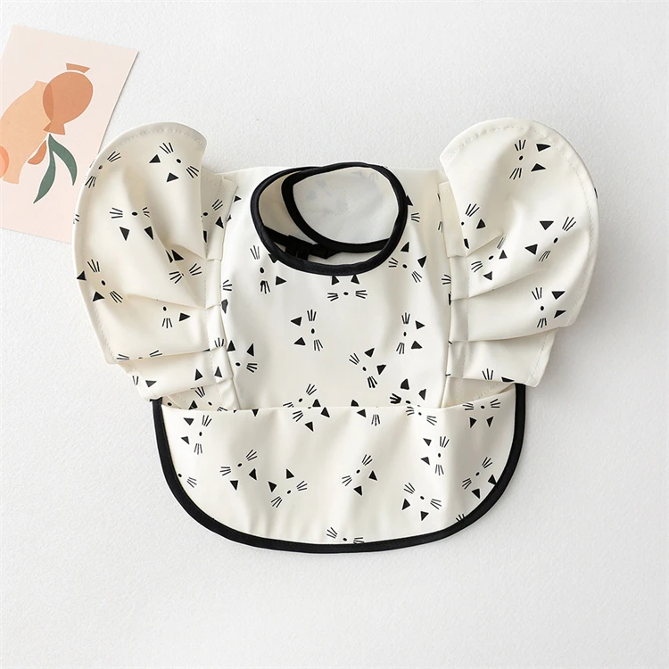 Baby Accessories luxury	 Baby Bibs INS Nordic Style Angel Feed Pocket Burp Girl Boy Infant Meals Bib Waterproof Easy Clean Cute Elephant Bibs Soft PU accessoriesbaby eating 