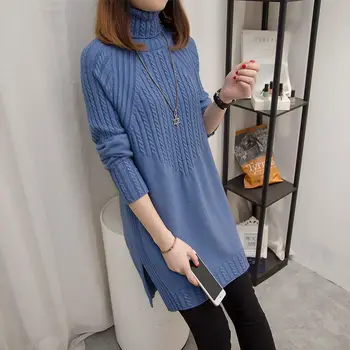 

Mid-length Turtleneck Sweater Women's Autumn And Winter New Korean Loose Wild Knitted Base Shirt
