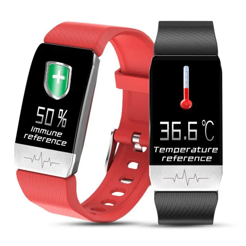 

T1 Smart Watch Band With Temperature Immune Measure ECG Heart Rate Blood Pressure Monitor Weather Forecast Drinking Remind