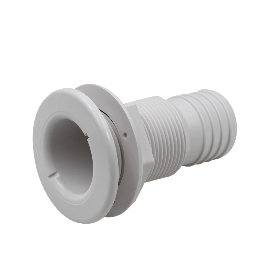 Boat White Marine Nylon Plastic Thru Hull Fitting Connector / Drain - Oxidation Resistance