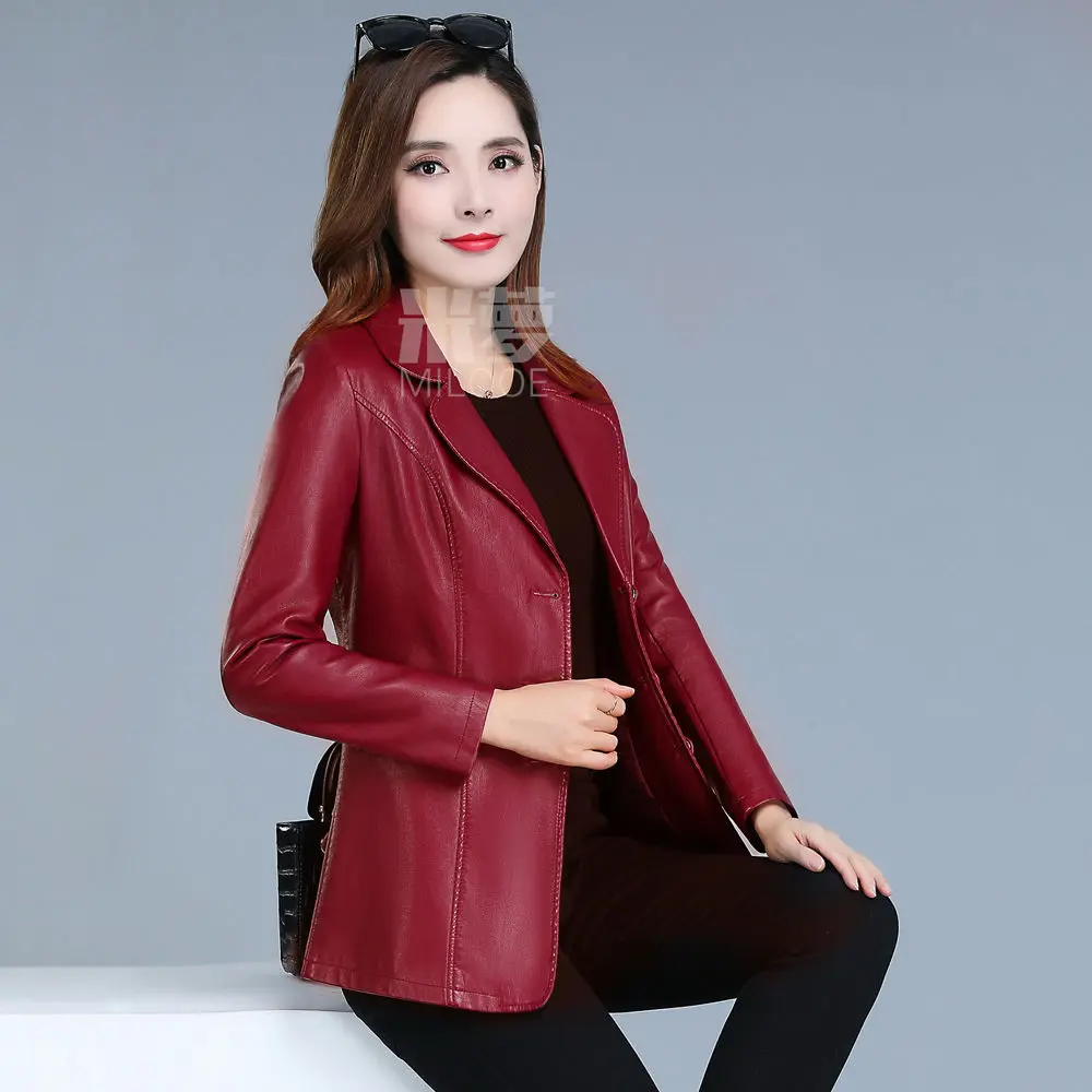 

2021 Spring Autumn Jackets Womens Zipper Long Sleeve Windproof Casual Artificial Leather Slim Top Short Female Costume Outwear