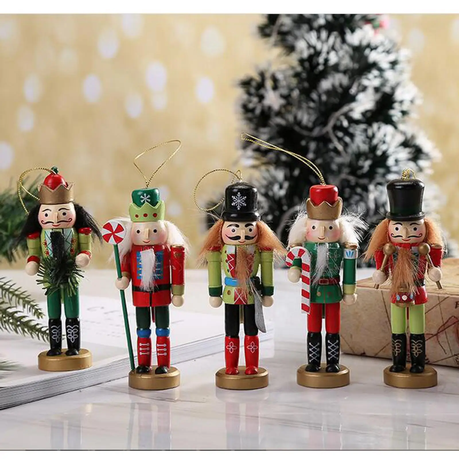 Christmas Nutcrackers ing Ornament Wooden Soldier Figures Doll Christmas Tree ing Ornaments with Package Box