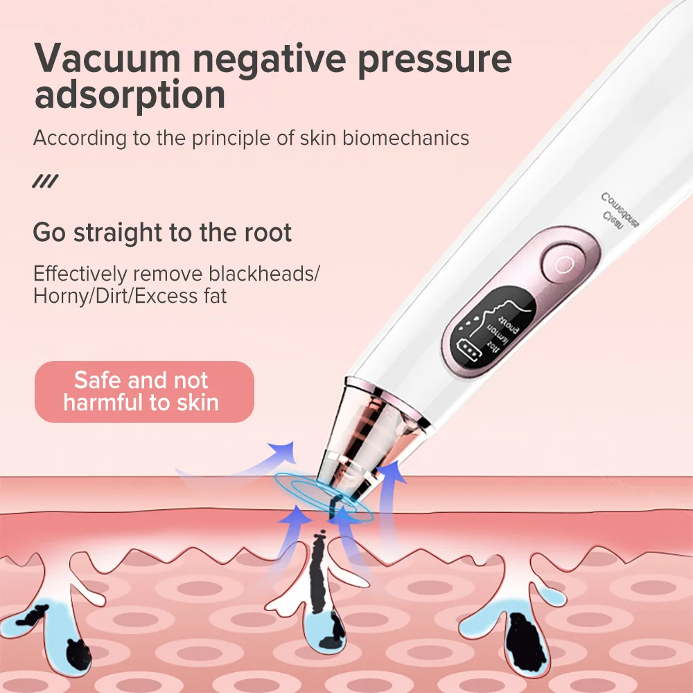 

Blackhead Remover Vacuum Facial Cleansing Deep Pore Vacuum Acne Pimple Removal Suction Vacuum Cleaner Blackhead Face Care Tools