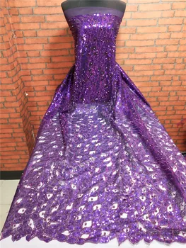 

Wholesale Price Lace African Fabric 2019 Hign Quality Sequin Lace Fabric 5yards Tulle Lace Fabric For Party Dress