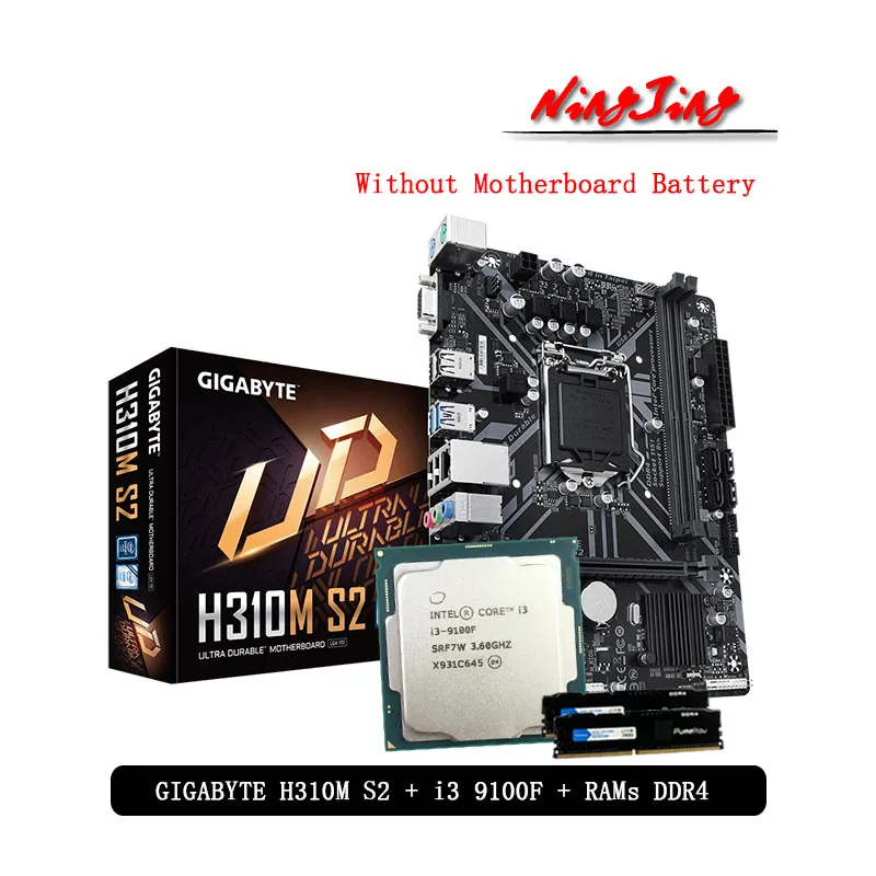 CPU Intel Core i3 9100F + placa base Gigabyte H310M S2 + Pumeitou DDR4 8G 2666MHz RAMs LGA 1151 sin enfriador - AliExpress