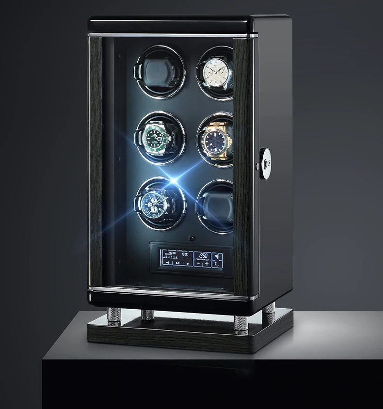 Часы Winder Box чехол для хранения шейкер дисплей автоматический деревянный пять двигателей 6 слотов часы Winder вращающийся держатель Органайзер