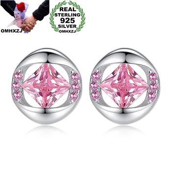 

OMHXZJ YS534 Wholesale European Fashion Woman Girl Party Birthday Wedding Gift Round Zircon S925 Sterling Silver Stud Earrings