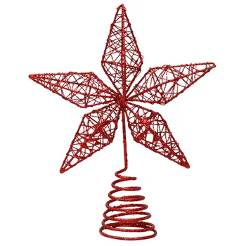 

1Pc Christmas Tree Topper Ornament Five-pointed Iron Star Hanging Decoration