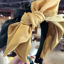 New South Korea's Style Hairband solid color fabric large bow wide-brimmed headband for girl hairbands headwear