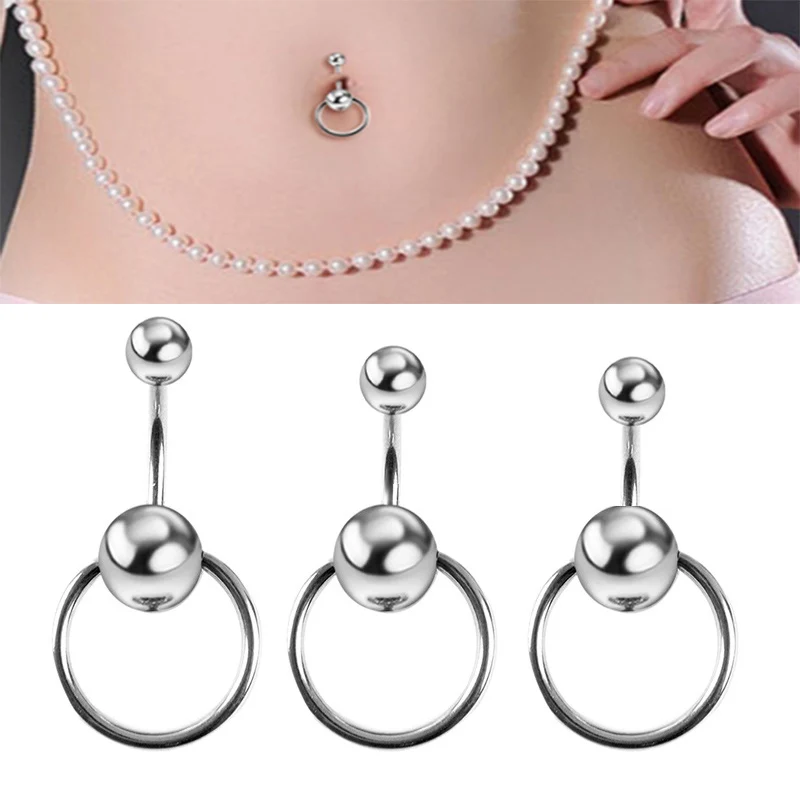 Stainless Steel Ball Curvy Belly Navel Piercing Ring with Hoop Buttom Body Jewelry |