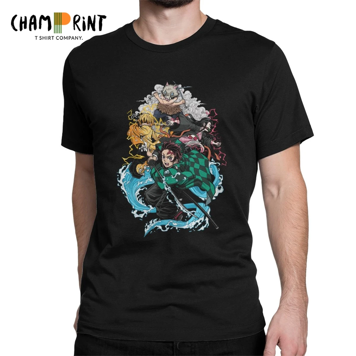 

Vintage Demon Slayer T-Shirt Men Round Neck T Shirt Inosuke Anime Demon Blade Short Sleeve Tee Shirt Classic Clothing