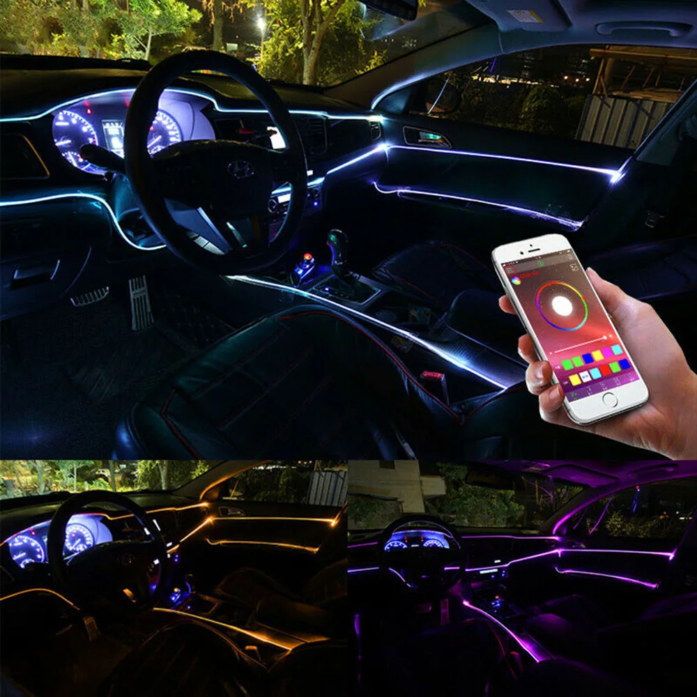 Led 8m Car Interior Ambient Light Rgb W Cigar Lighter Fiber Led 8m Car Interior Ambient Light Rgb W