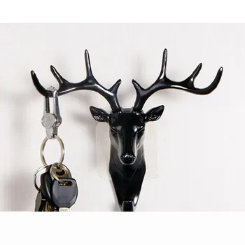 

Self Adhesive Hook Wall Deer Head Hook For Hanging Clothes Hat Scarf Key Deer Horns Hanger Rack Wall Decoration