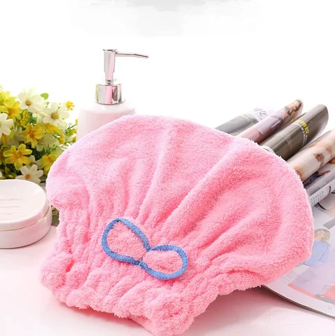 Cap for Women Hair Cap Microfibre Quick Hair Drying Bath Spa Bowknot Wrap Towel Hat Cap For Bath Bathroom Accessories