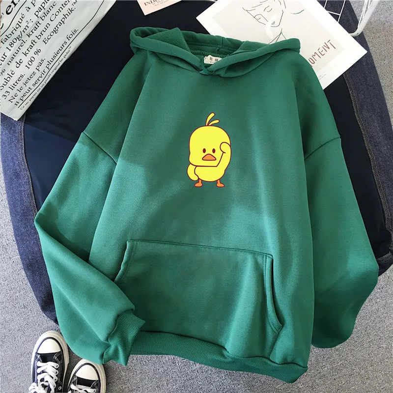  Women Cartoon Chick Hoodie Kawaii Hoodie Winter Warm Oversized Sweatshirt Anime Hirajuku Hoody Tumb