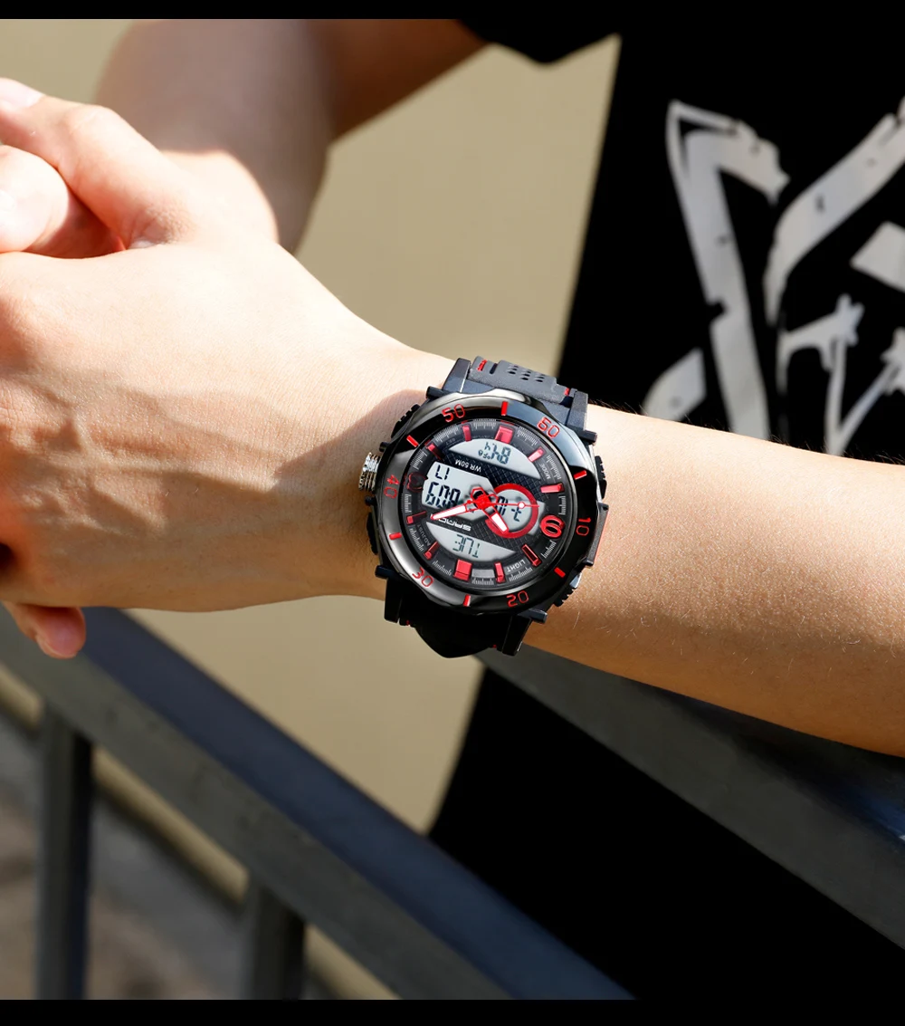 SANDA мужские часы люксовый бренд термометр военные кварцевые цифровые часы спортивные уличные мужские S Shock двойной дисплей часы