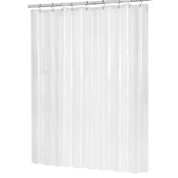 

180Cmx180Cm Plastic Peva Waterproof Shower Curtain Transparent White Clear Bathroom Curtain Luxury Bath Curtain With Hooks