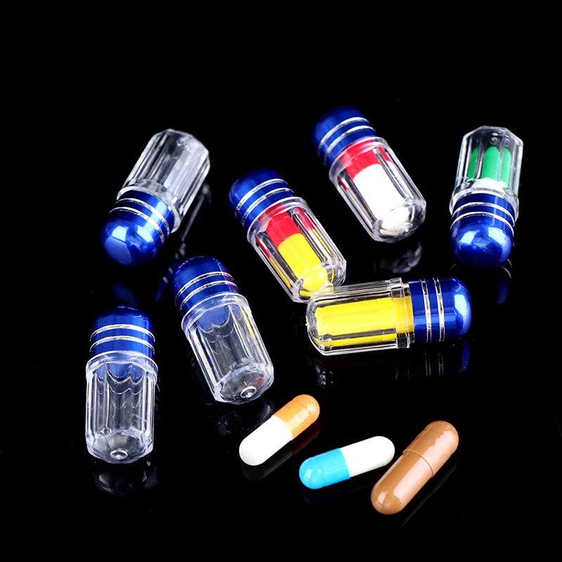 20Pcs Portable Mini Empty Gelatin Capsules Transparent Gel Cap Waterproof Plastic Box Bottle Case Holder Pill Random Color | Красота и