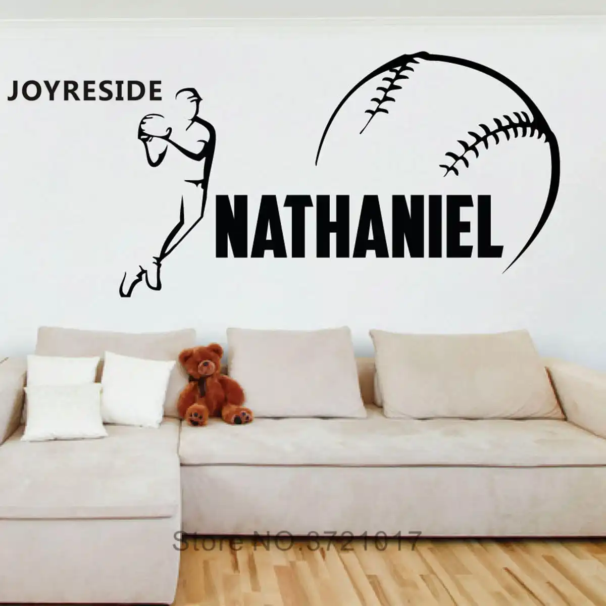 Etiqueta Engomada De La Pared Del Beisbol Del Nombre Personalizado
